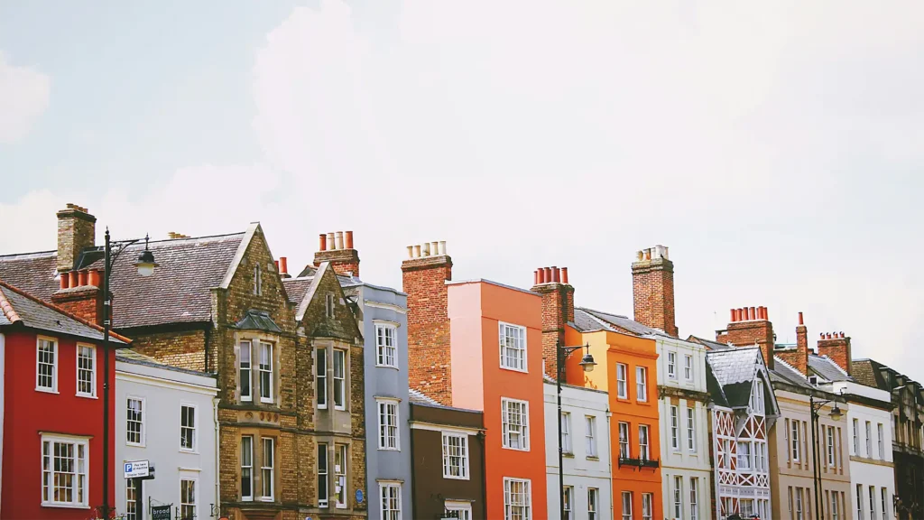 A row of colourful houses